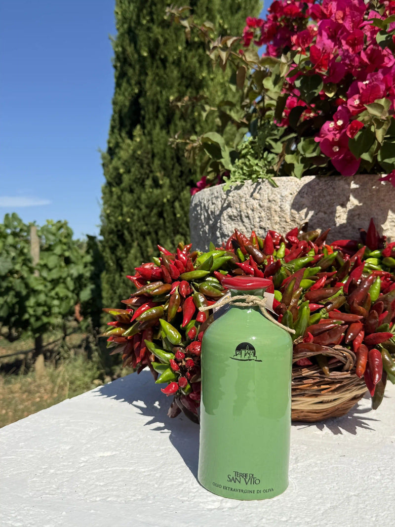 Green Terracotta Jar for Olive Oil