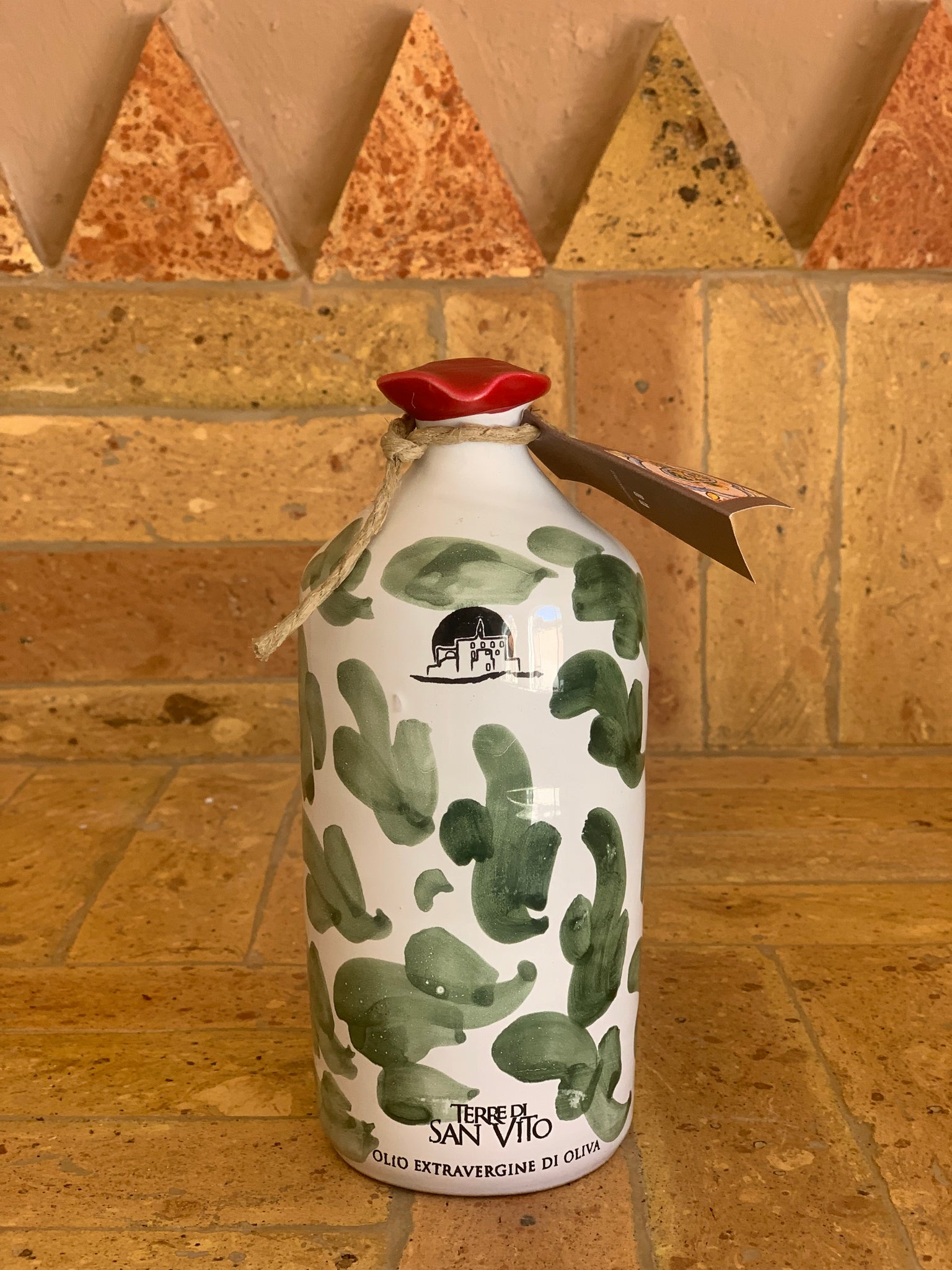 Green Pattern Terracotta Jar – extra virgin olive oil