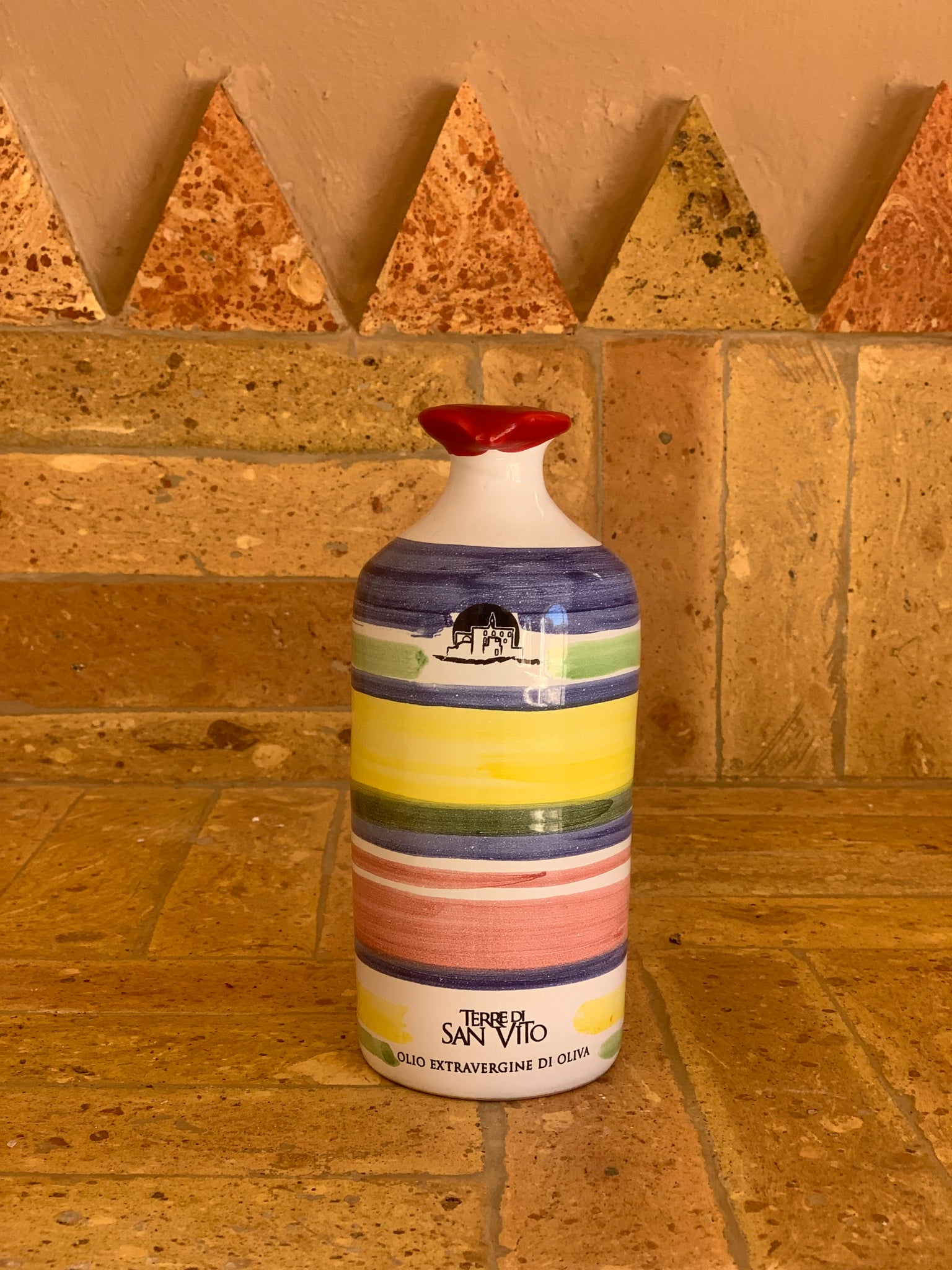 Multi Striped Terracotta Jar – Extra virgin olive oil