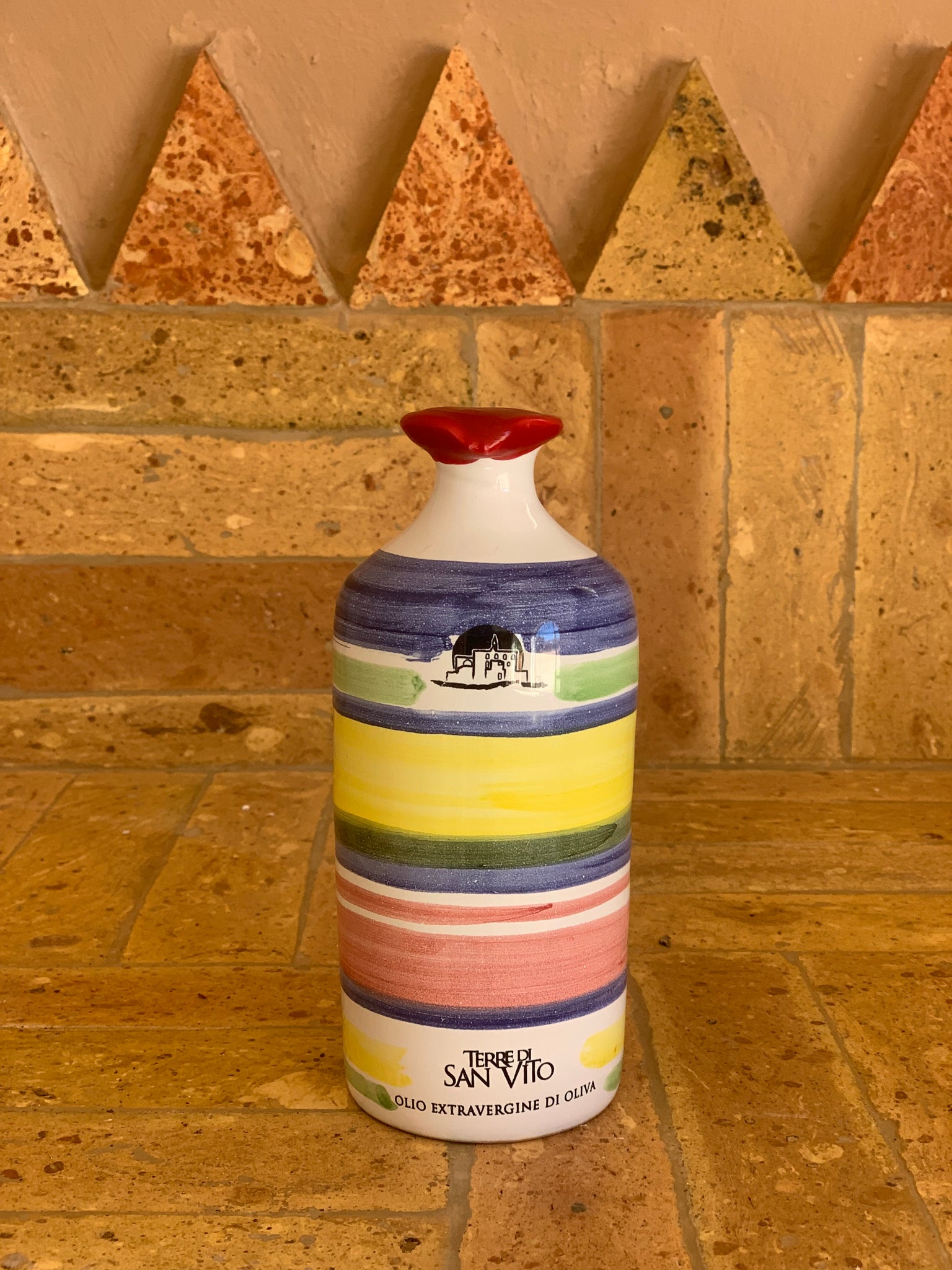 Multi Striped Terracotta Jar – Extra virgin olive oil
