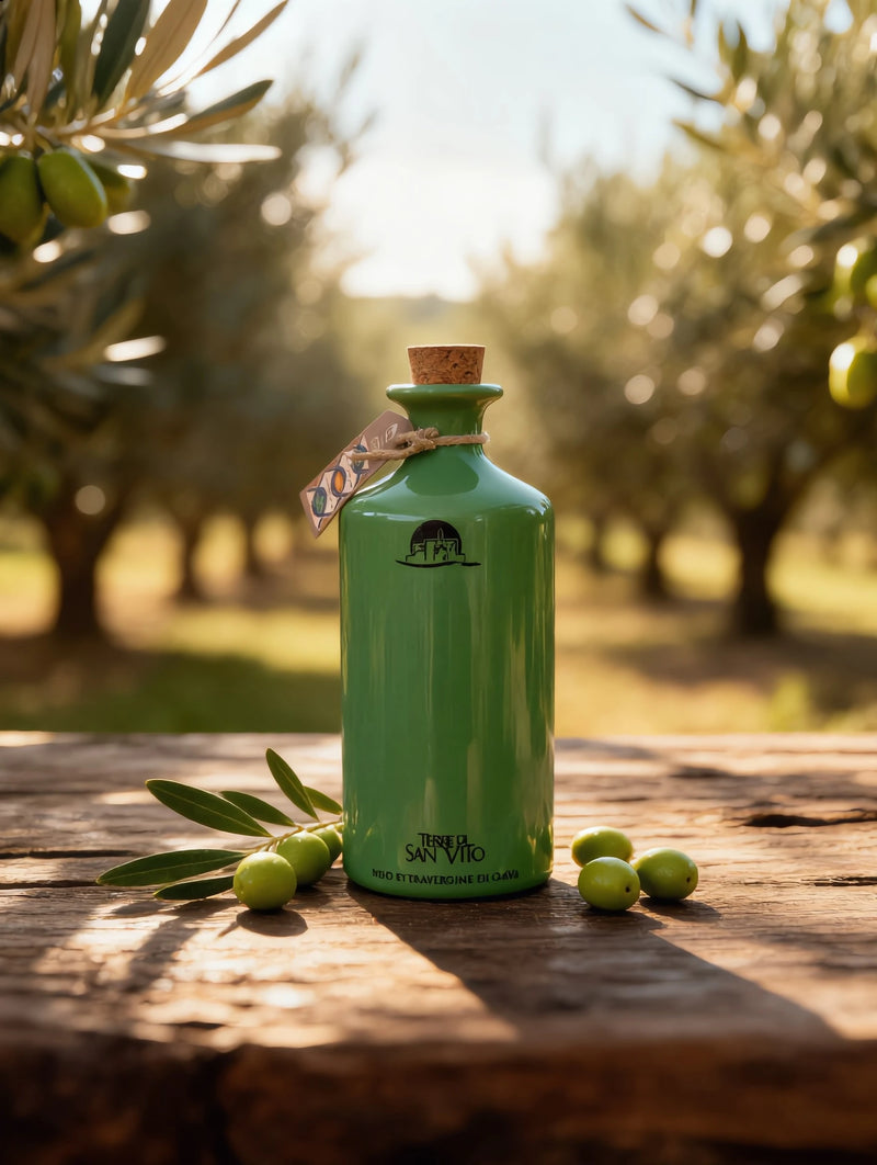 Green Terracotta Jar for Olive Oil