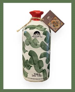 Green Pattern Terracotta Jar – extra virgin olive oil
